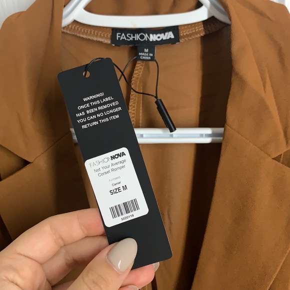 FASHION NOVA Corset Romper in Camel - Picture 3 of 8